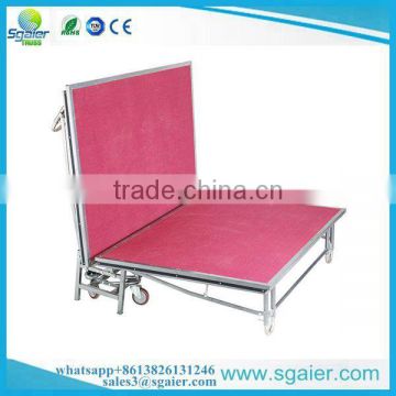 Hotel used Red color carpeted metal steel foldable stage