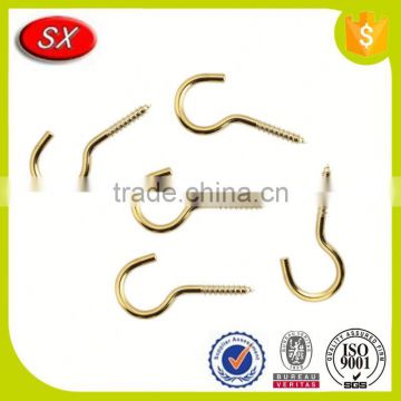 custom manufacture metal s Screw Hooks Brass Plated hook