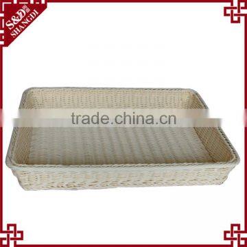 Wholesale plastic rattanwoven picnic basket for fruit and bread display
