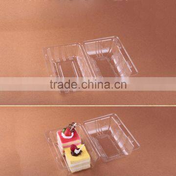 ECO Friendly Square Plastic Food Packaging Cake Box With Paper Label photo-4
