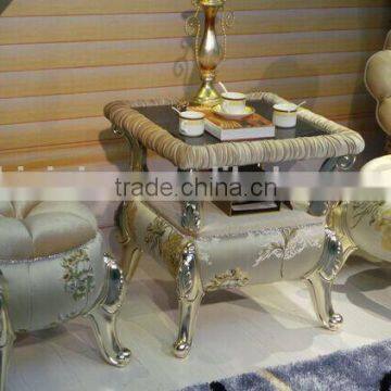 BISINI Fancy Flower Shaped Solid Wood With Fabric Chair, Neoclassic Style Living Room Tea Table and Chair Set (BF01-X1198) photo-2