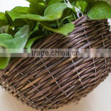 100%Handmade Wicker Wall Hanging Plant Basket Wicker Flower Hanging Basket