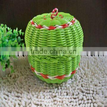2014 new wholesale empty pp straw storage basket colorful with lid