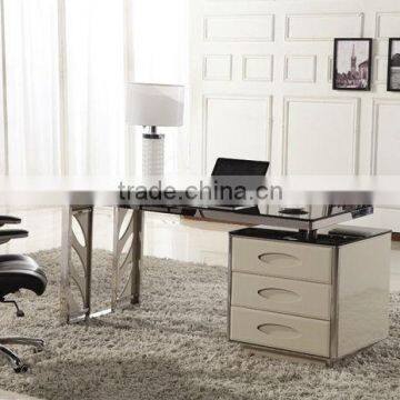 Stainless steel Glass top Modern computer desks LH-257F