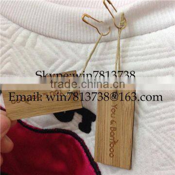 Natural Bamboo Garment Hand Tag For Clothing Engraved Wooden Hanger With Golden Pin High Quality Custom-Made Clothing Tag photo-2