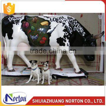 Life size resin cow sculpture used for garden NTRS-136LI