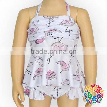Kid Ruffle Swimwear Bikini Summer White Print Swimming Clothes Set Wholesale Swimsuits photo-2