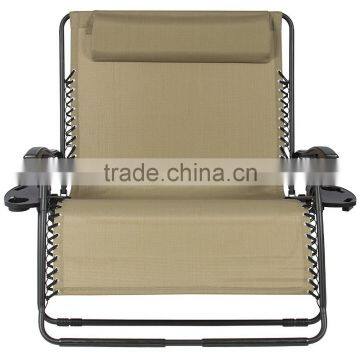 Outdoor 2 Person Double Wide Beige Folding Zero Gravity Chair photo-2