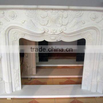 beautiful stone carving fireplace