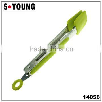 14058 Kitchen and Barbecue Grill Tongs Silicone BBQ Cooking Stainless Steel Locking Food Tong