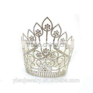 Yiwu Crystal Rhinestone Silver Plated Beauty Queen Crown For Adult Halo H172-157 photo-3
