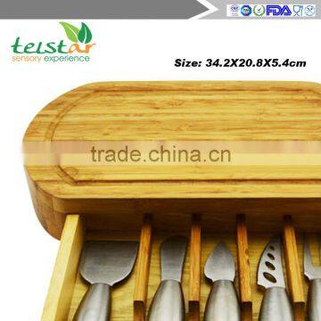 New Design Bamboo Cheese Board Set Professional Manufacturer of Bamboo&wood Items Cheese Board Set Cheese Knives W/cutting Board photo-6