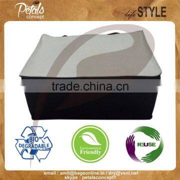 Canvas Pu Trimmed Hand Tote Bag - Laminated Canvas With Padded Rope Handle Tote Bag photo-2