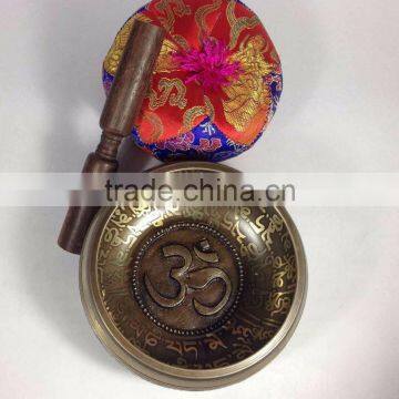 Om Crafted Buddhist Jaap Mantra Carving Kasha Special Sound Singing Bowl