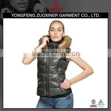 100% polyester women's wasicoat with fur hood