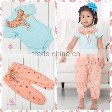 High quality baby outfit boutique kids spring two pieces clothing set wholesale children clothes