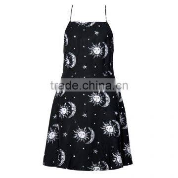 New Fashion Print Women Party Dresses Spaghetti Strap Backless Dress photo-3