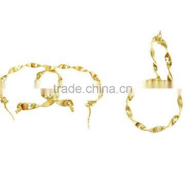 Stylish Zic Zac Brass Gold Plated Hoop Earrings