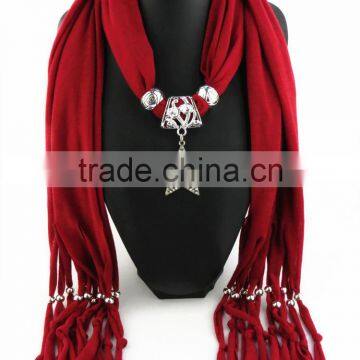 Solid red rhinstone star pendant jewelry scarves DIY design long wrap necklace scarves 2016 jewelry scarves for Christmas Gift