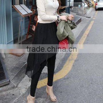 Women's Chiffon & Modal Irregular Casual Skirt with Leggings Black