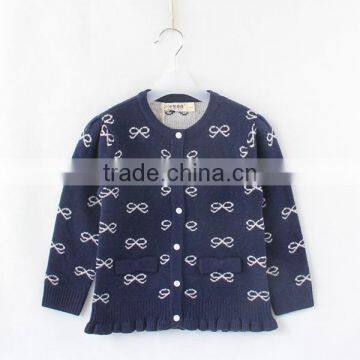 Fashion Ruffles Hem Girls Woolen Long Cardigan Sweater photo-3