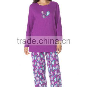 Winter Print Knit Adult 100% Cotton Pajama for Ladies photo-2
