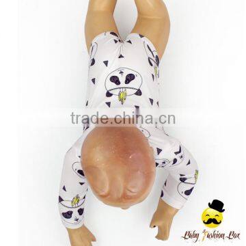 Autumn& Winter Infant Cute Panda Pattern Printed Long Sleeve Warm Newborn Baby Bodysuit Romper Clothes photo-5