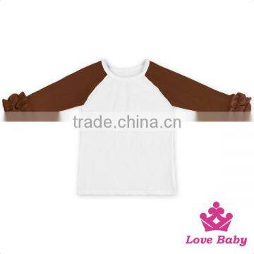 Baby Fall Cotton Shirt Long Sleeve Girls Clothes Ruffle Raglan Girls Blank Ruffle Sleeve T Shirt Wholesale Icing Ruffle Shirt photo-5