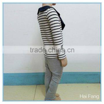 OEM Custom Children Girls Long Sleeve T Shirt, Cotton Bowknot Round Collar T Shirt, Stripe T Shirt photo-4