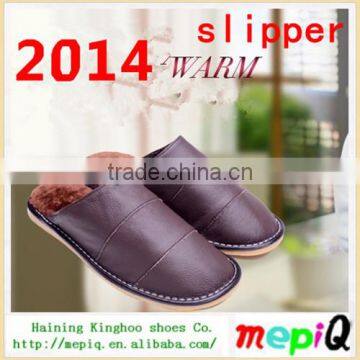 2014 new design fashionable leather indoor slipper