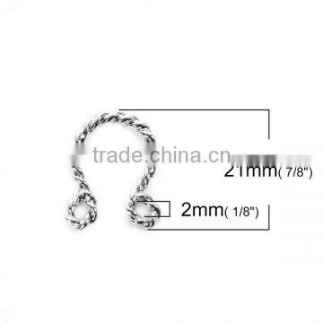 Zinc Based Alloy Cable Twisted Connectors U-shaped Silver Tone photo-2