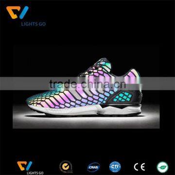 High Visibility 0.8mm Iridescent Reflective Synthetic PU Leather for Shoes photo-2