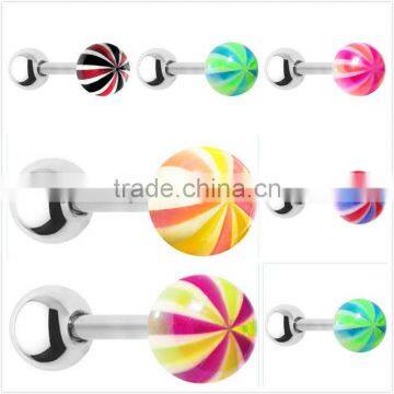 16 Gauge (1.2mm) 1/4" (6mm) 4mm Ball Metallic With UV Ball Cartilage Tragus Earring