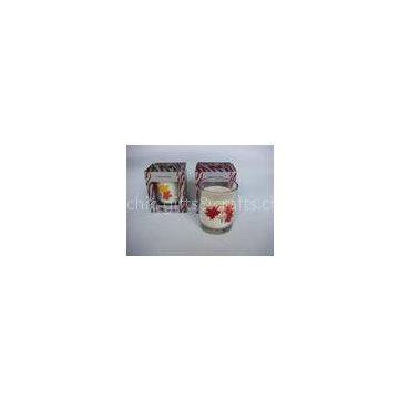 Leaf Printing Frosted Glass Candle Jars With Oil Burner Set