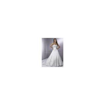 High qualit satin material appliqued bridal wedding dress