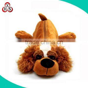 Wholesale cute pencil case plush dog animal shaped customized pencil case