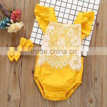 B22219A Europe stylish infant girls lace backless rompers
