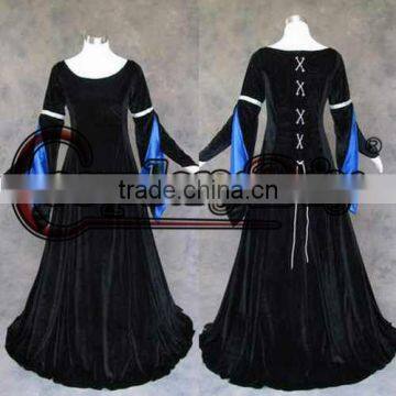 Custom Made Black Medieval Renaissance Ball Gown Dress Costume Halloween Cosplay Costume