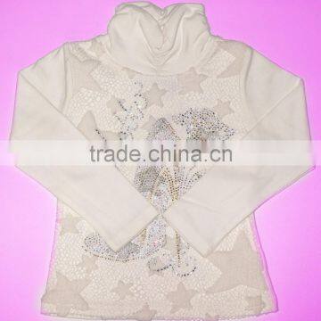 Breathable Lace Star Embroider Turtleneck Long Sleeve Kids Shirt photo-3