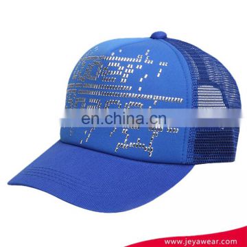 Hot sell high quality mesh trucker baseball cap blue snapback cap