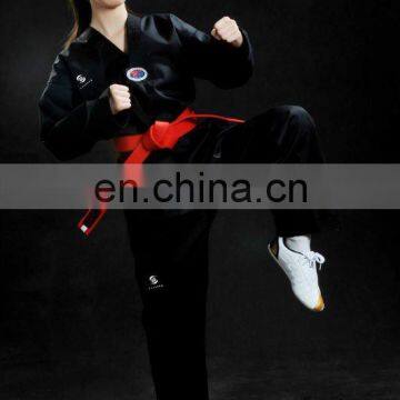 Black color ribbed poly/cotton taekwondo uniforms, martail arts wear