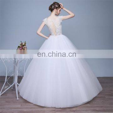 HS1604 Vintage Lace Applique Sheer Wedding Dresses 2017 Elegant Court Train Ruched Tulle Plus Size Bridal Gowns Custom Made photo-5