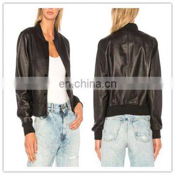 Fashion High Quality Black Leather Jacket and Cool Coats For Women