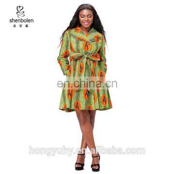 Dongguan Manufacturer African wax print women long sleeve lined winter coat shenbolen