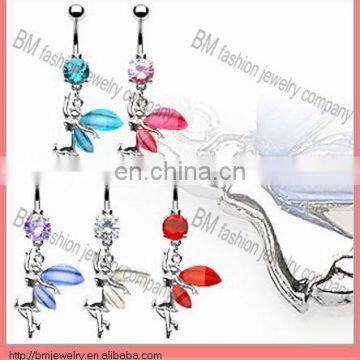 belly button rings dangle with fly angel body piercing navel jewelry