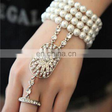 BestDance New Design Wedding Gatsby Jewelry Bracelet Imitation Pearl Bracelet With ring