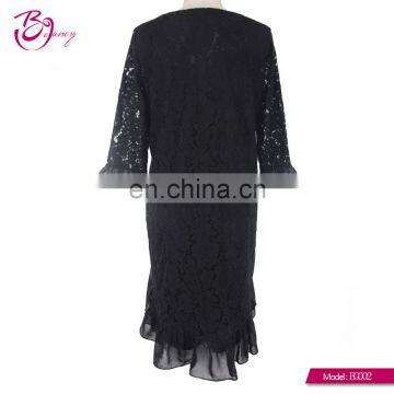 2017 Latest Korea Style Black Color Elegant Lace Three Quarter Sleeve Party Dress Evening Wear photo-3