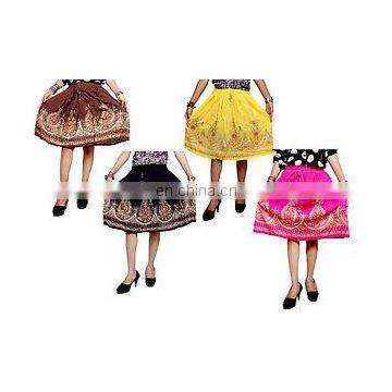 Sequin Gypsy Skirt Handwork Rayon Boho Hippie Casual Indian Tribal Peasant Sequin Work Short Embroidered Skirts Wrap Wholesale photo-2