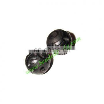 Wooden Ebony Beads, color black, size 13x14mm, weight approx 1.75 grams BWEBN0002