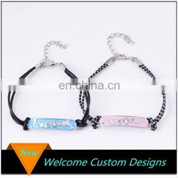  wholesale fashion simple pu leather dolphin love letter bracelet for Student couples